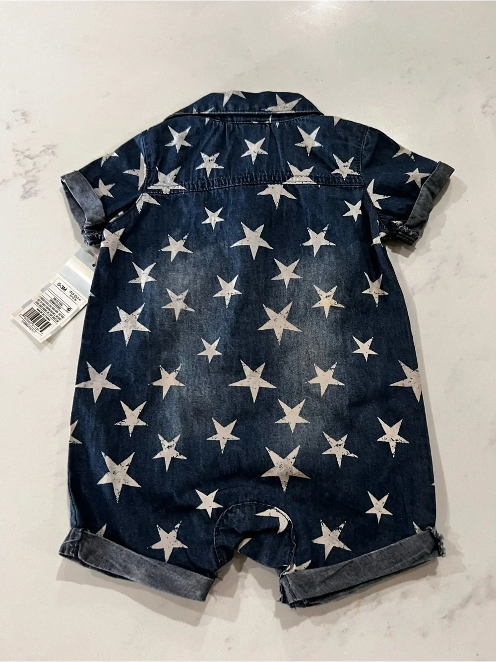 Target Denim Star-Print Romper - Navy & White
